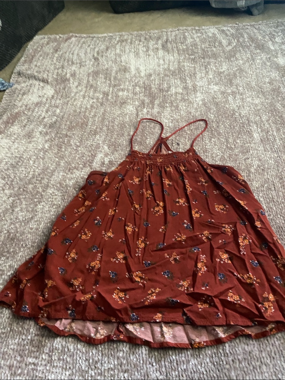 Women’s Rust Floral Spaghetti Strap Tank Top